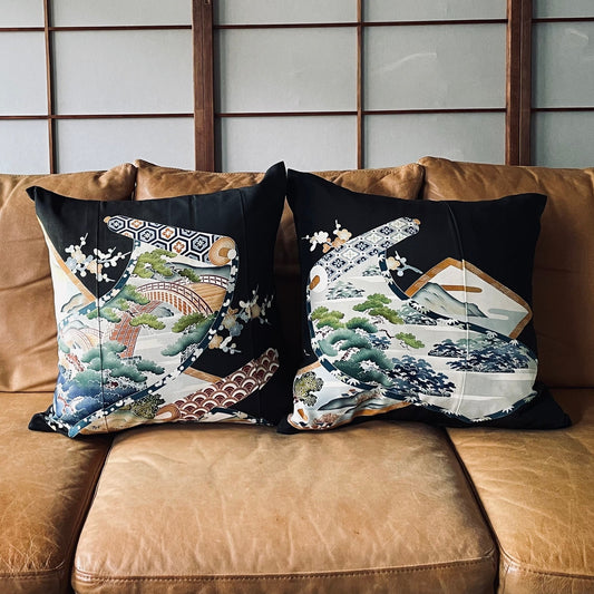 Kurotome [Pine] Antique cushion (2 pieces/set)