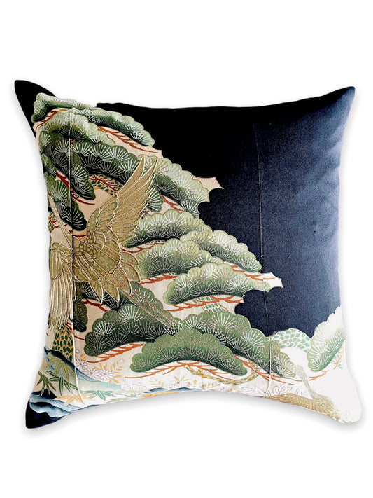 Kurotome [Karahanamon] Antique cushion (2 pieces/set)